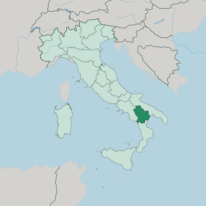 Map showing Basilicata — In Italy