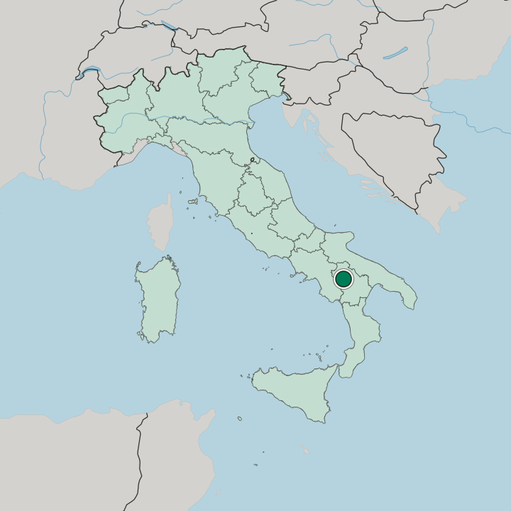Map showing Potenza — In Italy