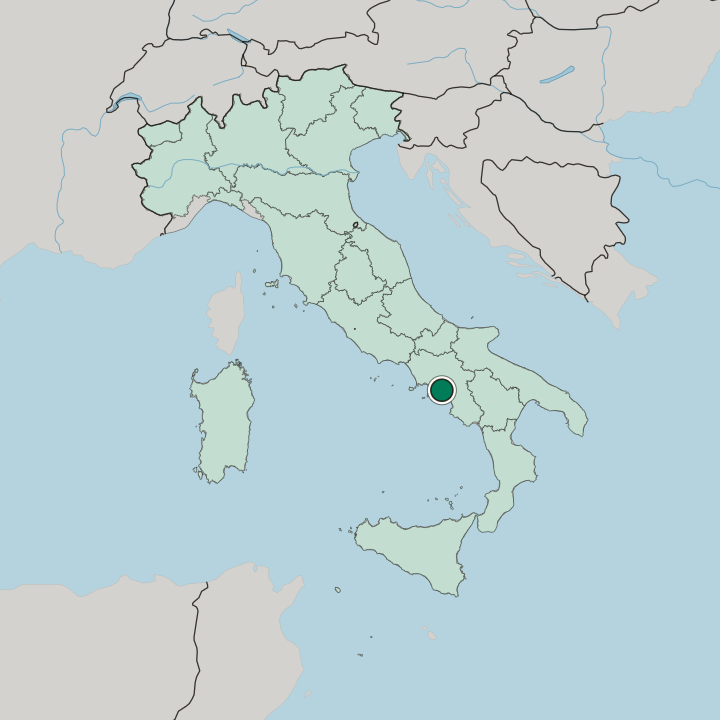 Map showing Cava Dè Tirreni — In Italy