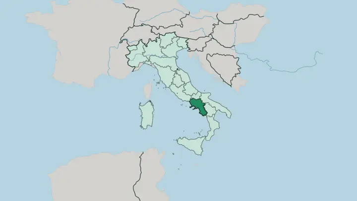 Map of Campania in Italy