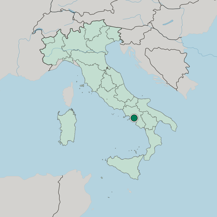 Map showing Salerno — In Italy
