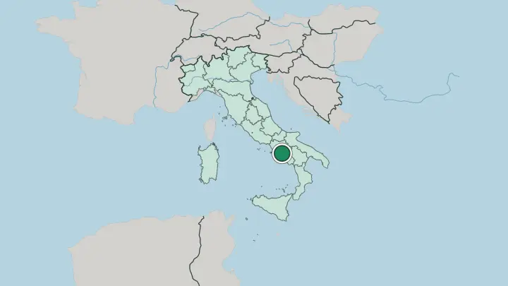 Map of Salerno in Italy