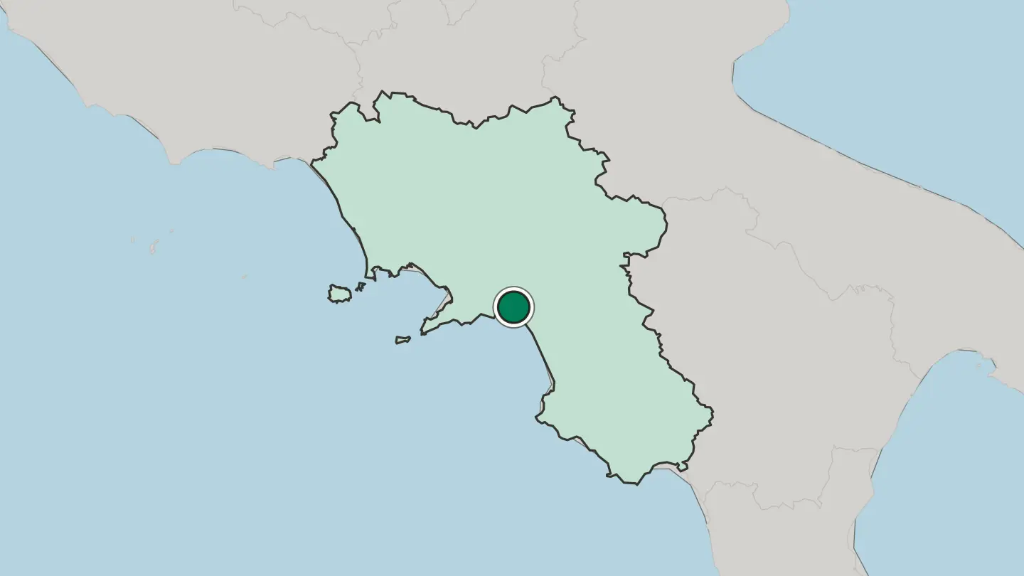 Map of Salerno in Italy