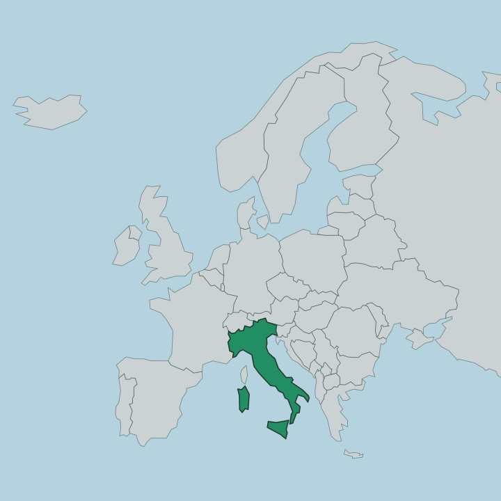 Map showing Italy — In Europe