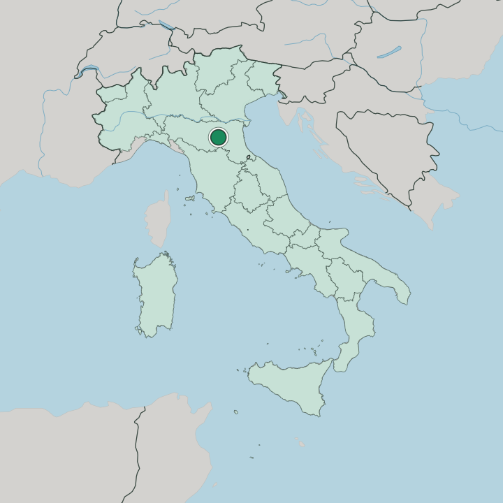 Map showing Bologna — In Italy