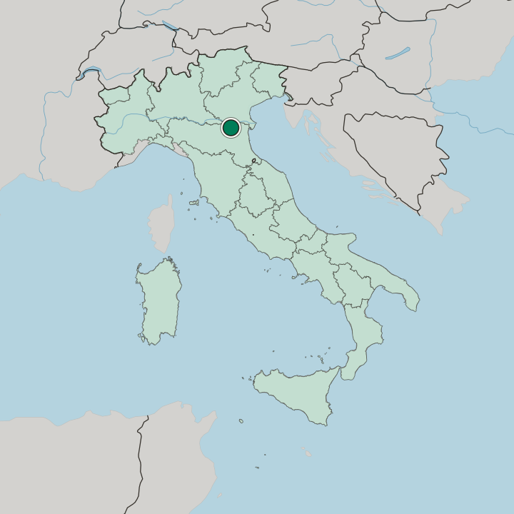 Map showing Ferrara — In Italy