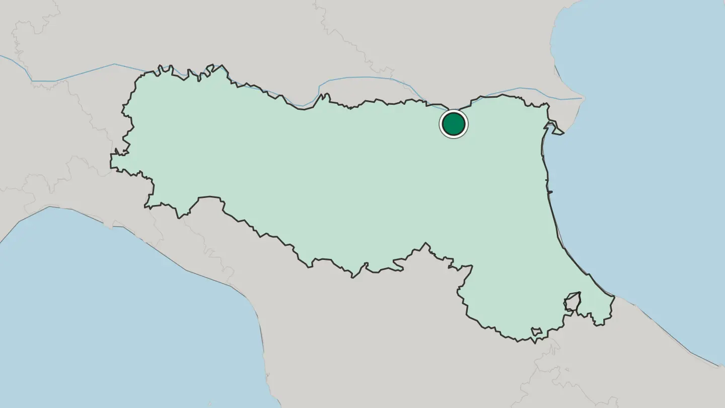Map of Ferrara in Italy
