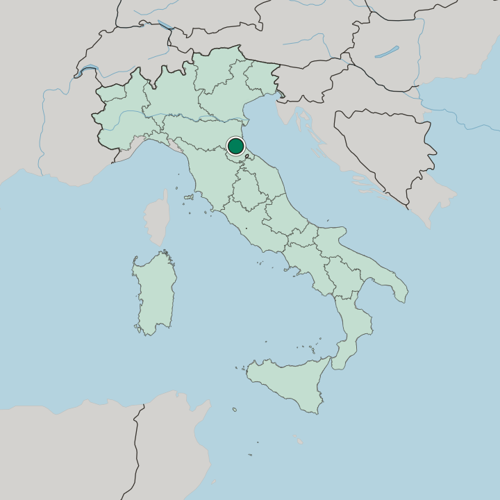 Map showing Forlì — In Italy