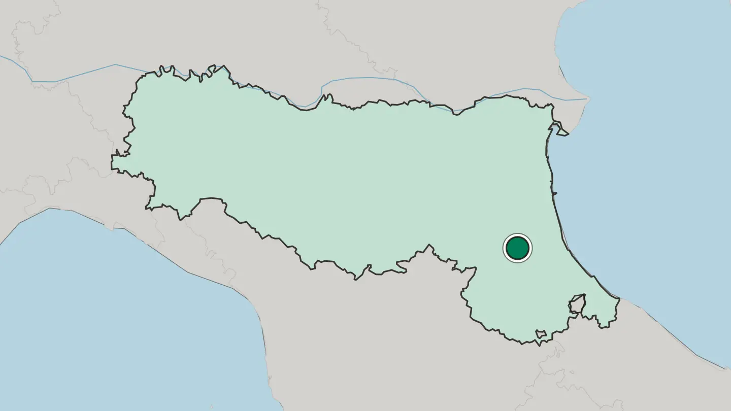 Map of Forlì in Italy