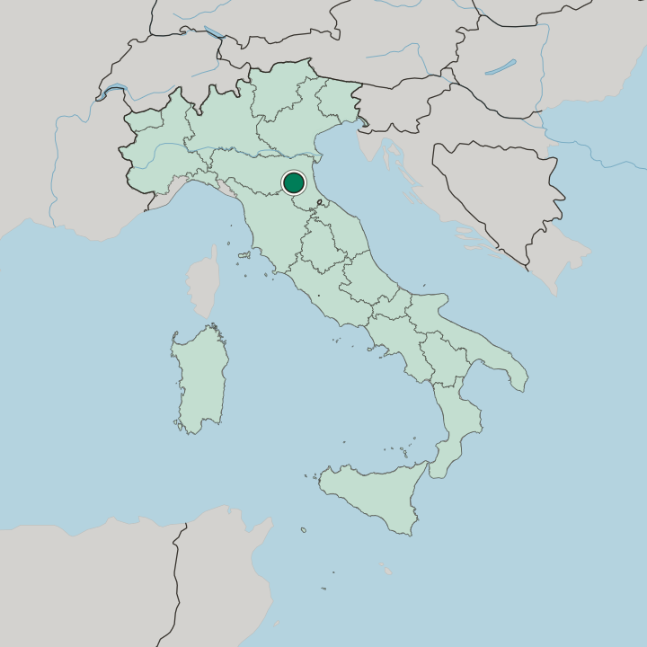 Map showing Imola — In Italy