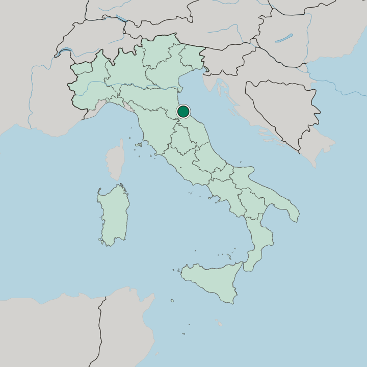 Map showing Rimini — In Italy