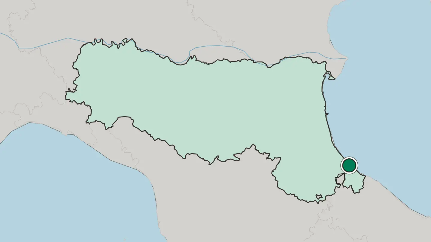 Map of Rimini in Italy