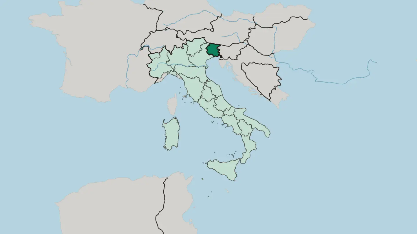 Map of Friuli Venezia Giulia in Italy