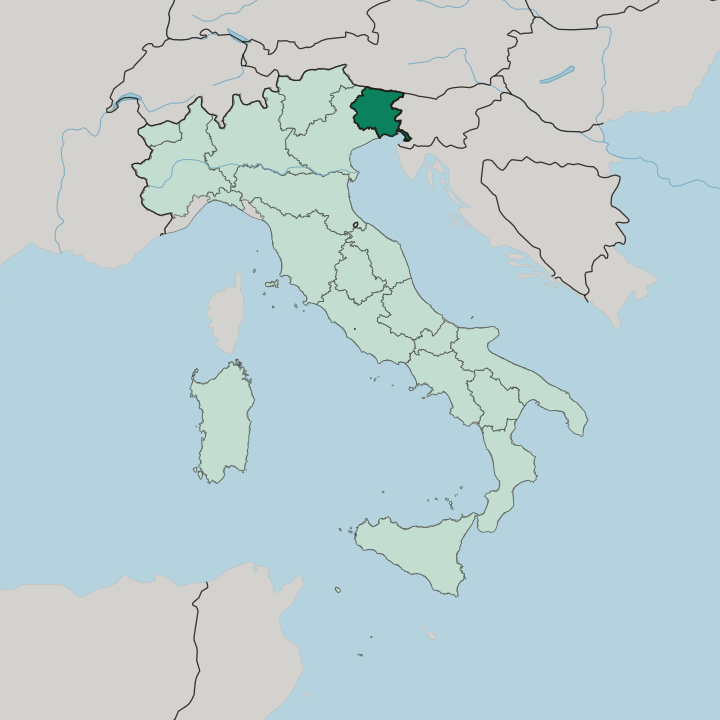 Map showing Friuli Venezia Giulia — In Italy