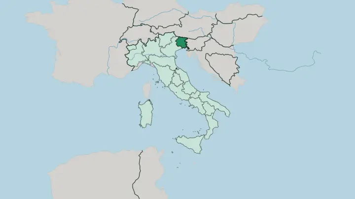 Map of Friuli Venezia Giulia in Italy