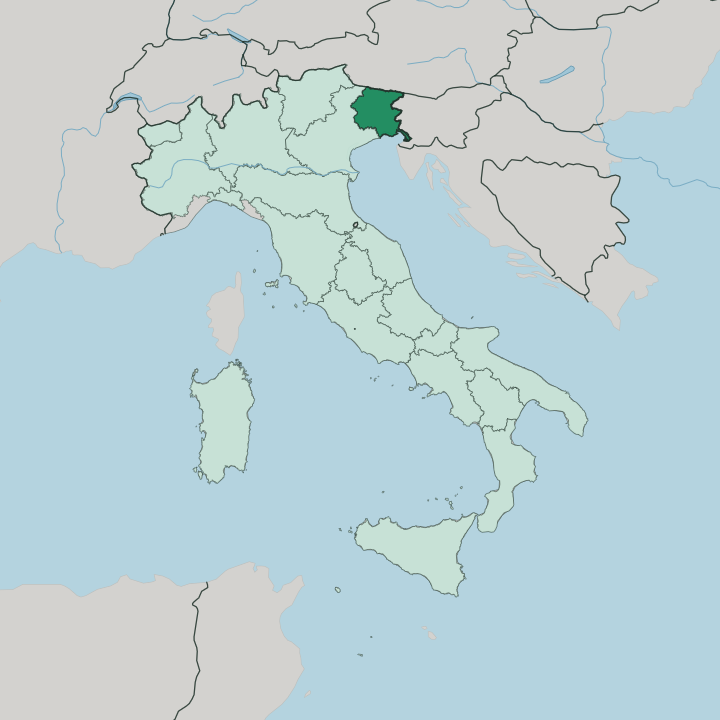 Map showing Friuli Venezia Giulia — In Italy