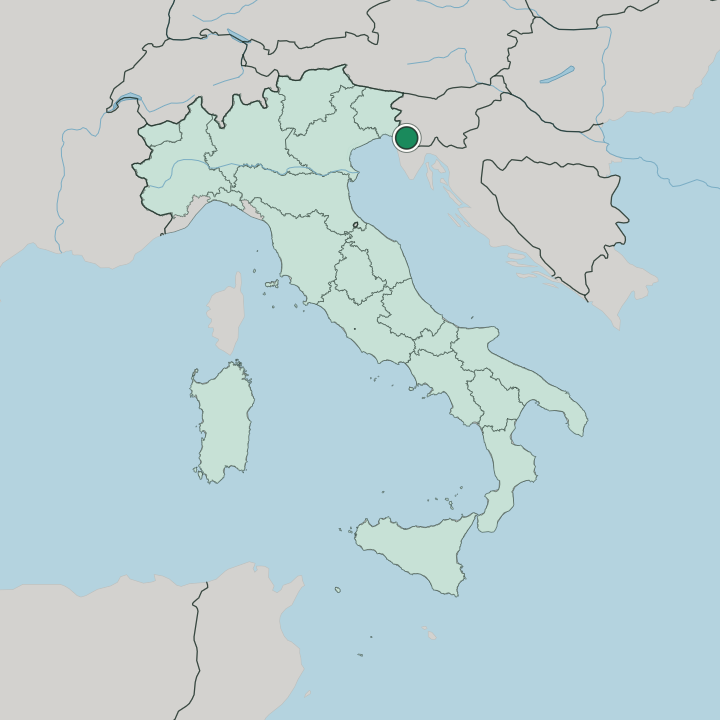 Map showing Trieste — In Italy