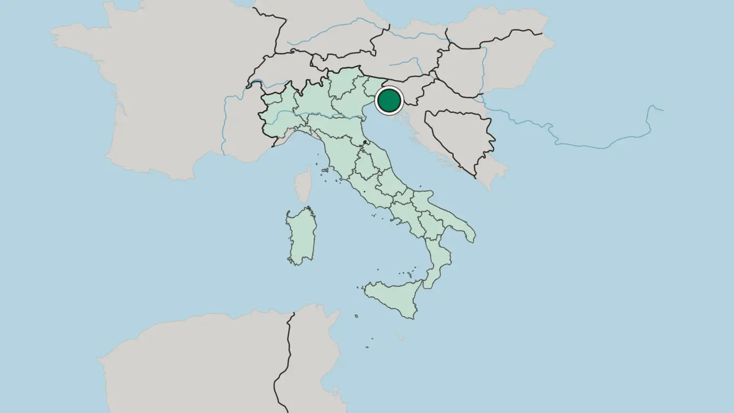 Map of Trieste in Italy