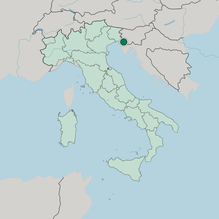 Map showing Barcola — In Italy