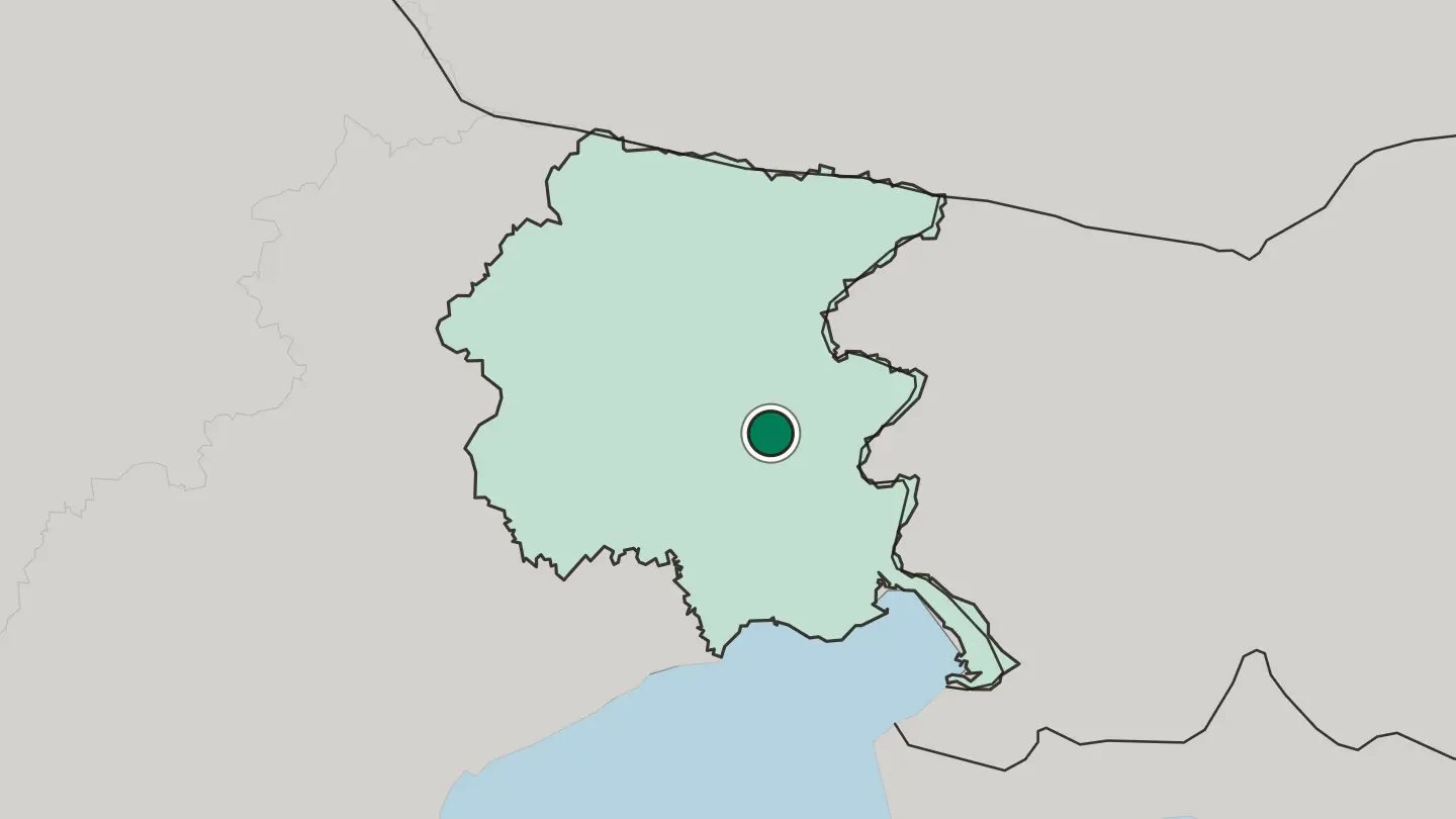 Map of Udine in Italy
