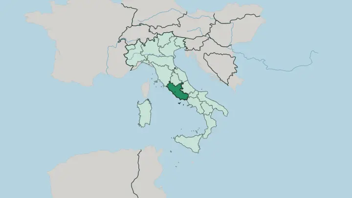 Map of Lazio in Italy