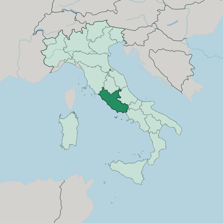 Map showing Lazio — In Italy