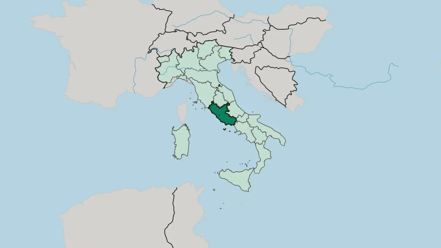 Map of Lazio in Italy