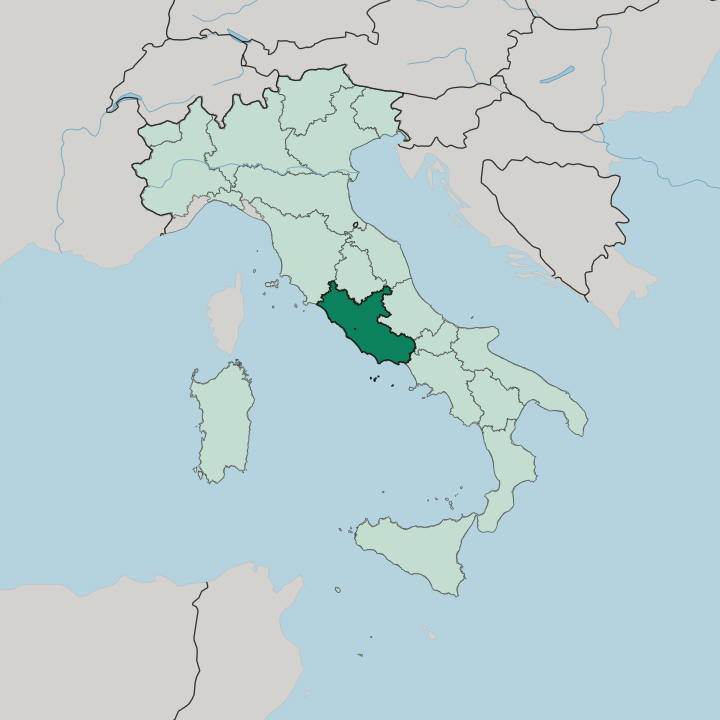 Map showing Lazio — In Italy