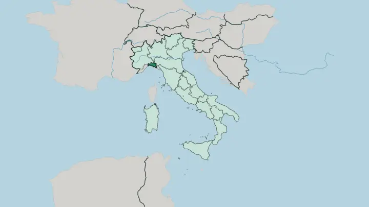Map of Liguria in Italy