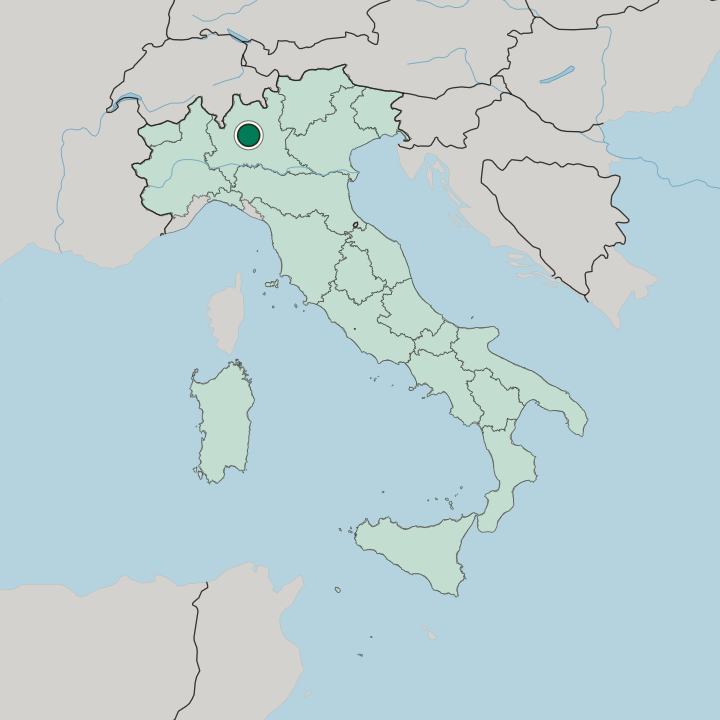Map showing Bergamo — In Italy