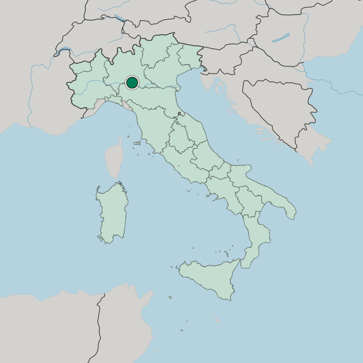 Map showing Cremona — In Italy