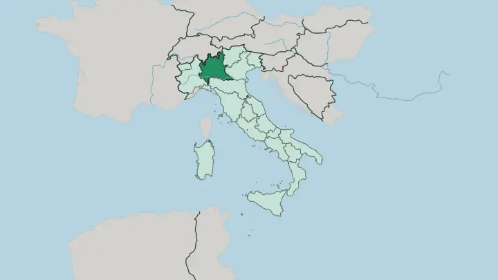 Map of Lombardia in Italy