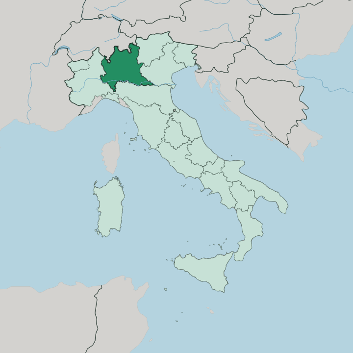 Map showing Lombardia — In Italy