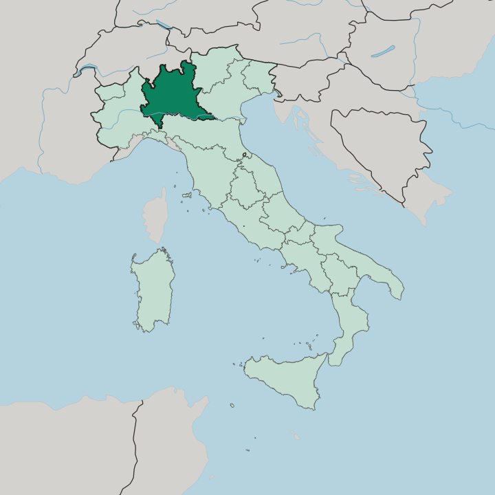 Map showing Lombardia — In Italy