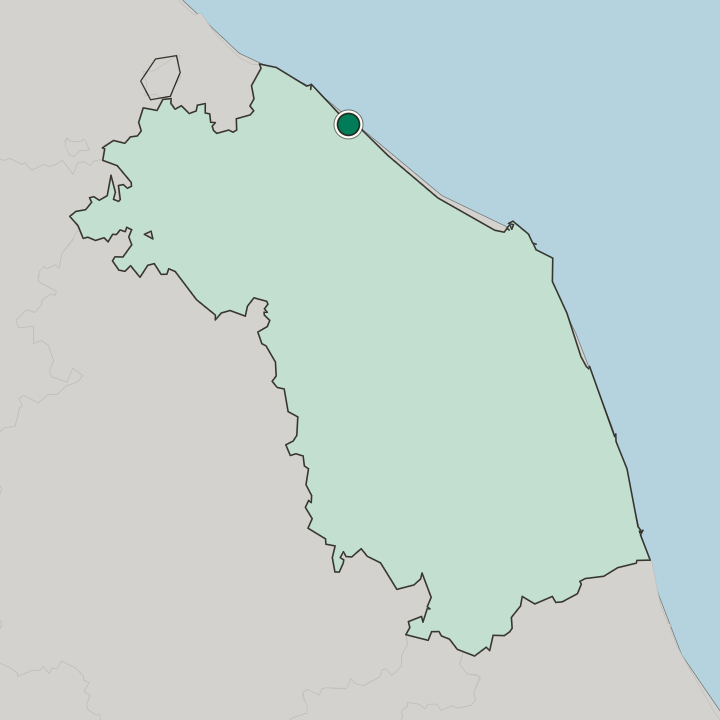 Map showing Fano — In Marche