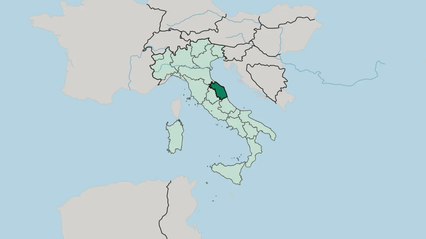 Map of Marche in Italy