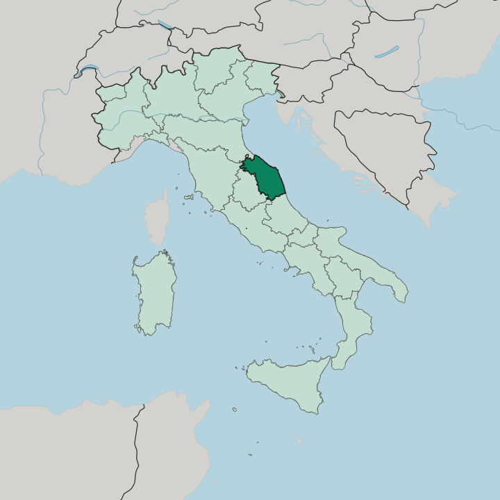 Map showing Marche — In Italy