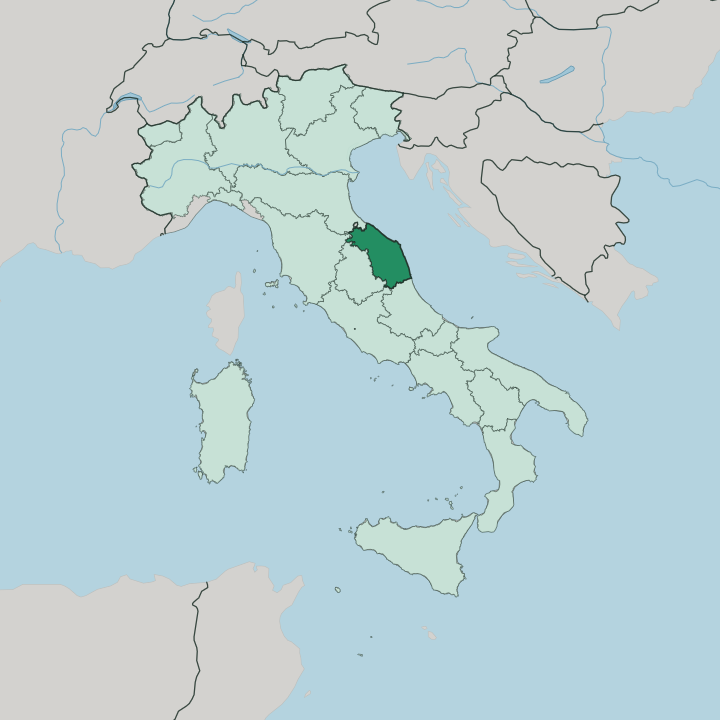 Map showing Marche — In Italy