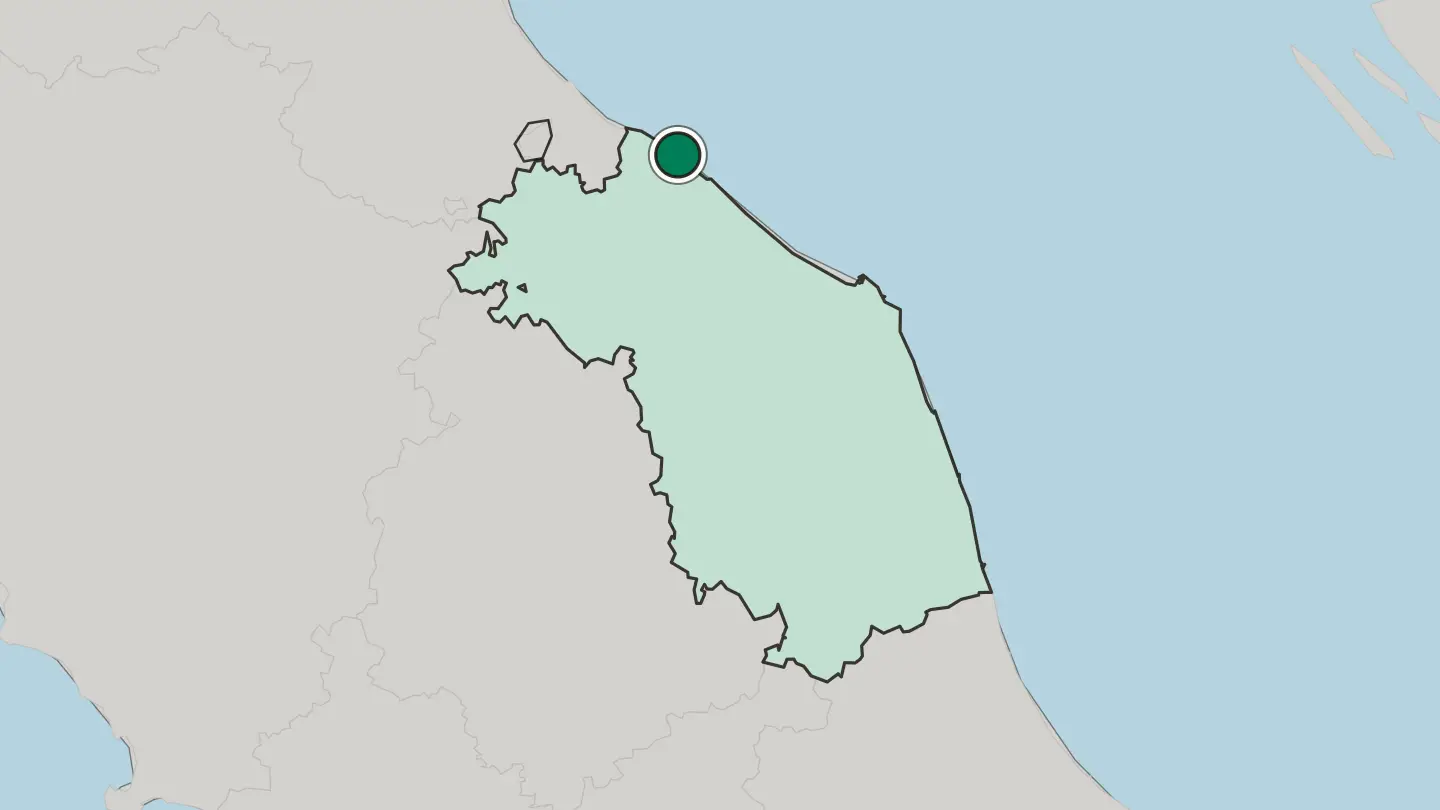 Map of Pesaro in Italy