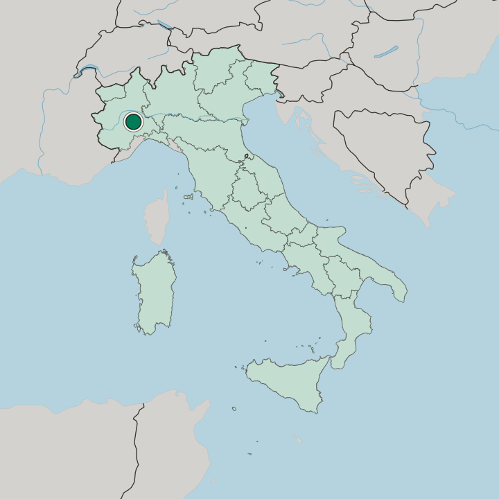 Map showing Asti — In Italy