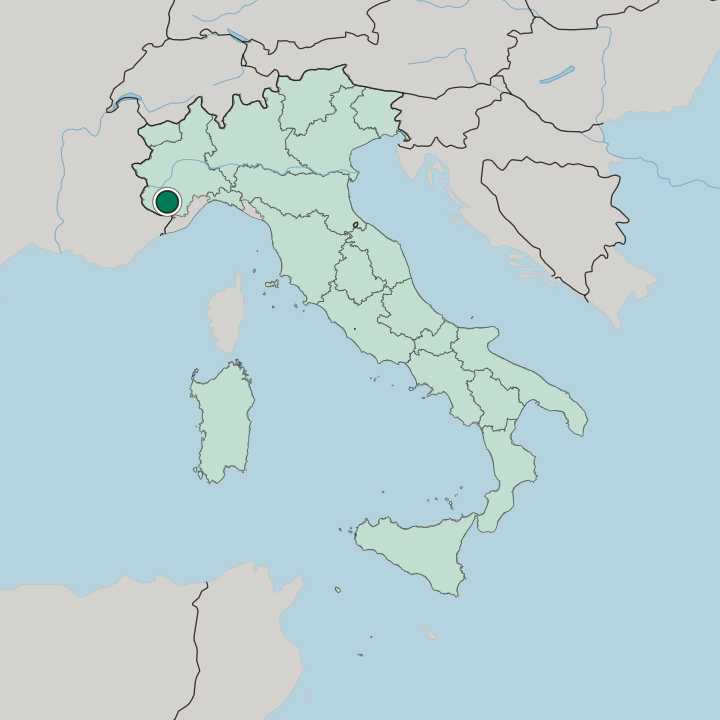 Map showing Cuneo — In Italy