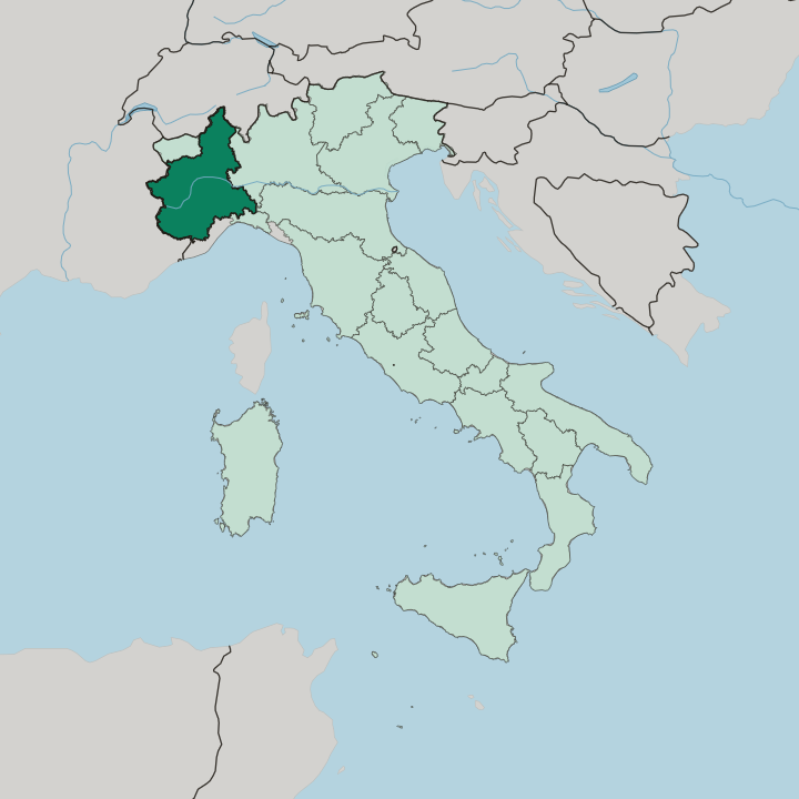 Map showing Piemonte — In Italy