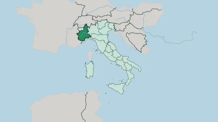 Map of Piemonte in Italy