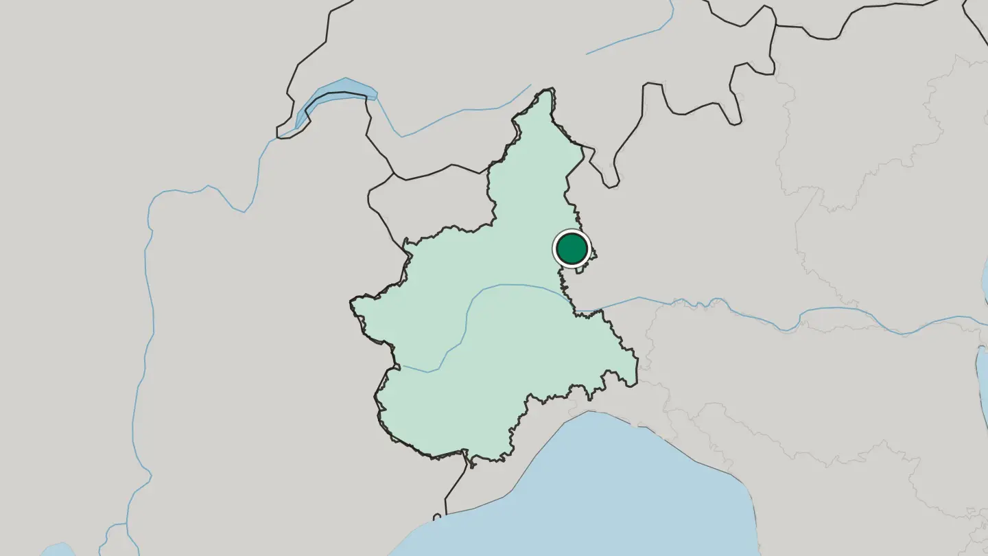 Map of Novara in Italy
