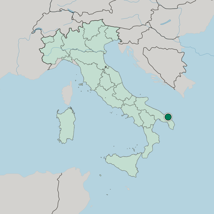 Map showing Brindisi — In Italy