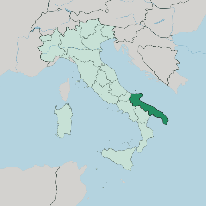 Map showing Puglia — In Italy
