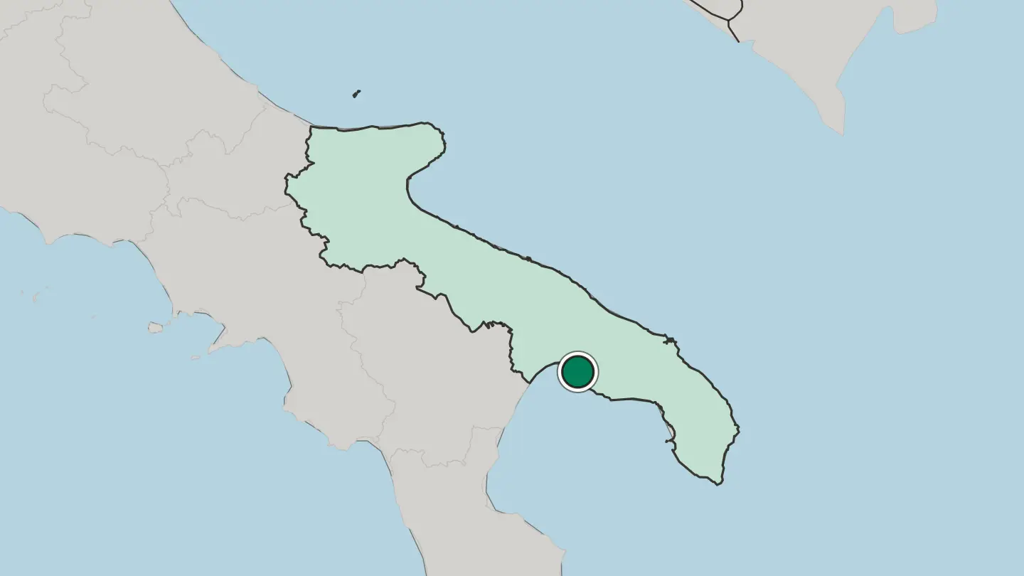 Map of Taranto in Italy