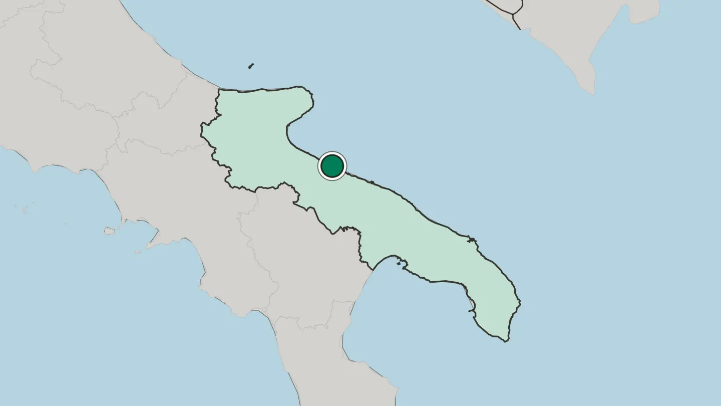 Map of Trani in Italy