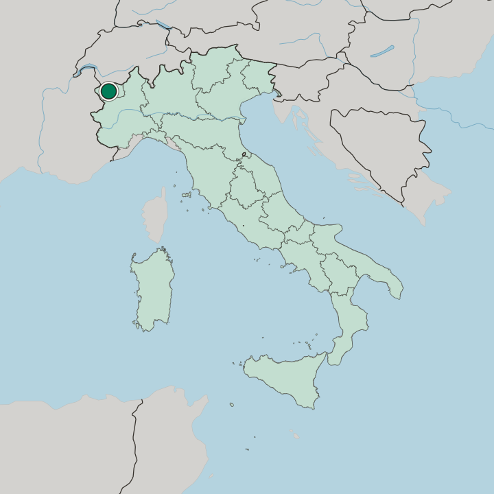 Map showing Aosta — In Italy