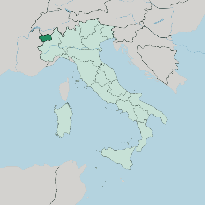 Map showing Regione Autonoma Valle d'Aosta — In Italy